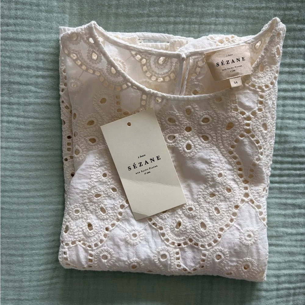 Sezane Annabelle Blouse Ecru - Size 2 - Picture 5 of 9